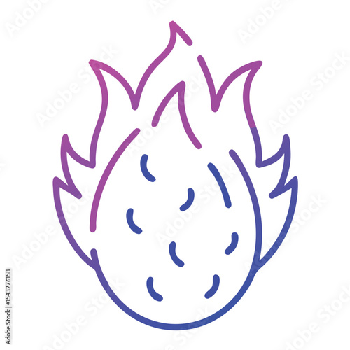 Dragon fruit line art icon isolated on a white background. Perfect for organic branding, botanical prints, packaging design, kitchen wall art, recipe books, skincare labels, and logo design.