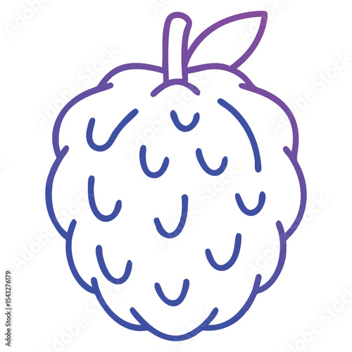 Simple line drawing of cherimoya fruit isolated on a white background. Perfect for organic branding, botanical prints, packaging design, kitchen wall art, recipe books, skincare labels, logo design