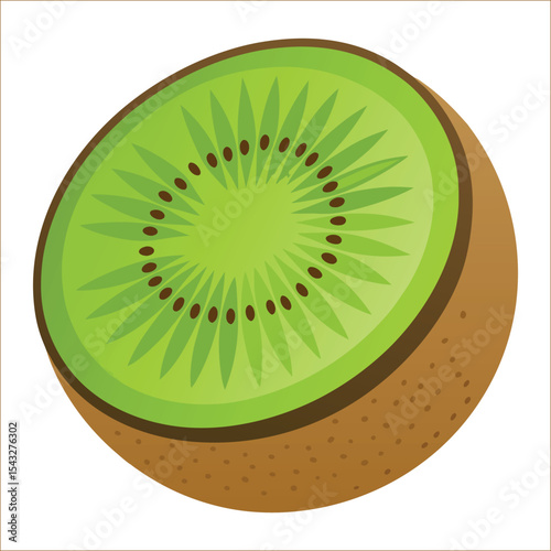 Half a kiwi fruit isolated on a white background. Perfect for organic branding, botanical prints, packaging design, kitchen wall art, recipe books, skincare labels, and logo design.