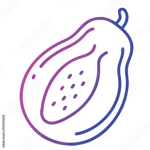 Line art papaya illustration isolated on a white background. Perfect for organic branding, botanical prints, packaging design, kitchen wall art, recipe books, skincare labels, and logo design.