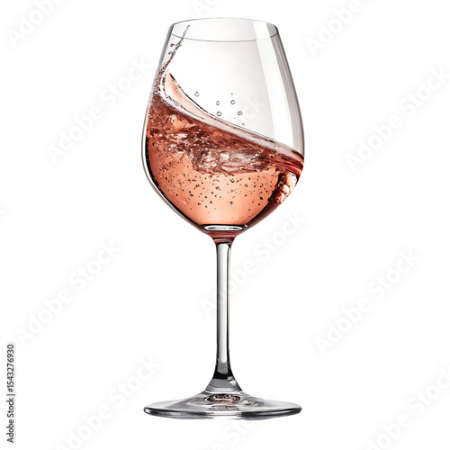 Rose wine splash in glass isolated on transparent background
