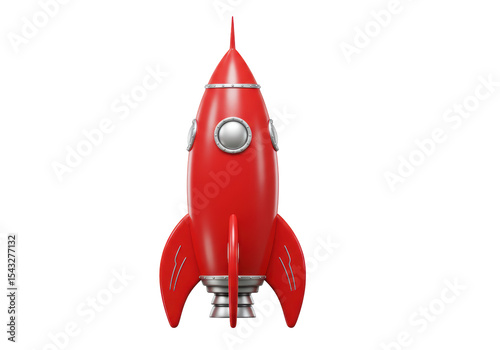 Fototapeta Naklejka Na Ścianę i Meble -  Isolated Retro Red Rocket Ship