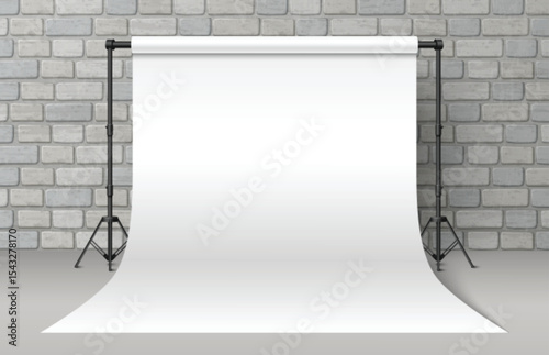 White photo shoot studio backdrop empty paper