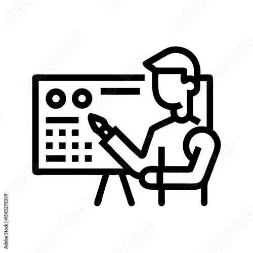 Businessman presenting data analytics on a whiteboard with a confident demeanor
