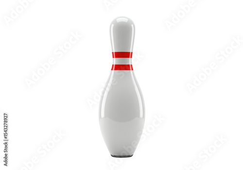 Isolated Bowling Pin with Red Stripes