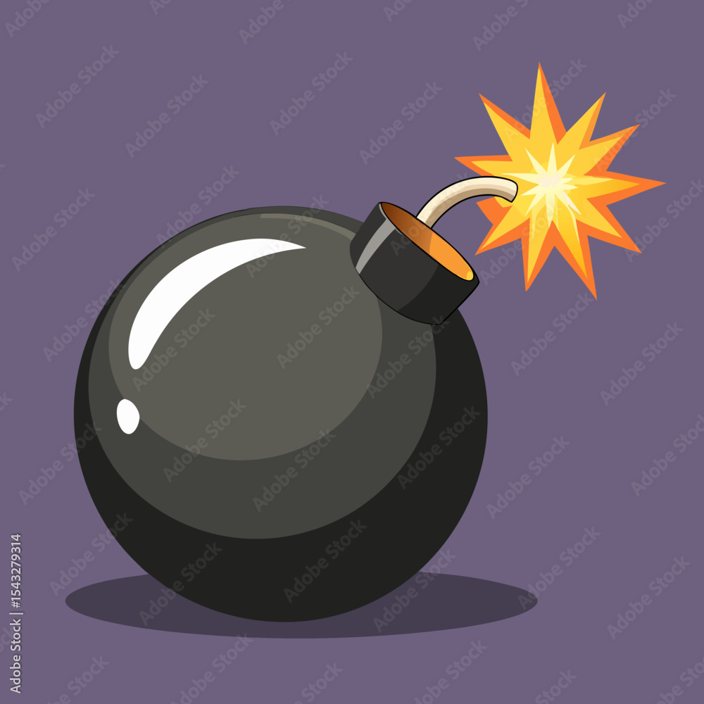 bomb with burning fuse