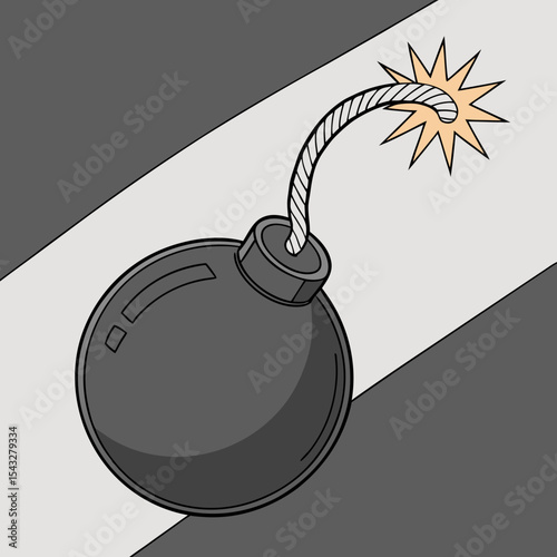 bomb with burning fuse