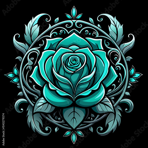 black and white floral ornament