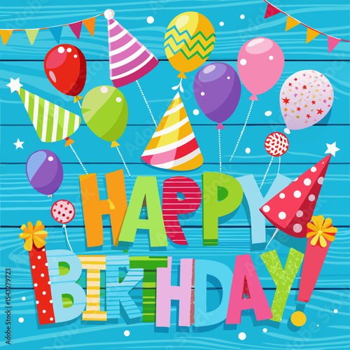 happy birthday card with balloons