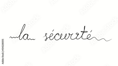 Safety text in French. One line drawing doodle hand drawn. Video 4k  object illustration, minimalism hand drawn sketch design modern new