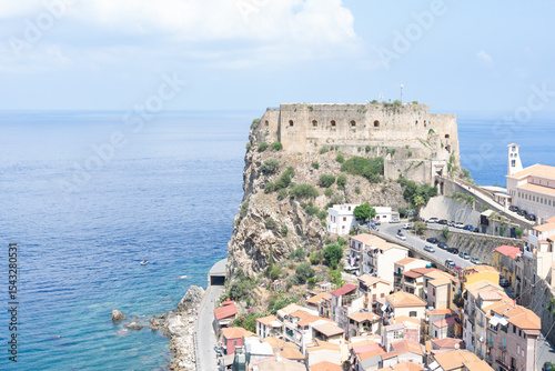 Fototapeta Naklejka Na Ścianę i Meble -  Landscape of Scilla in Italy,  town on sea.
