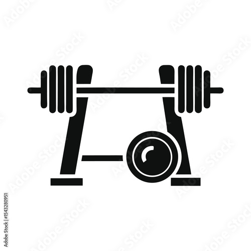 Barbell with weights and rack silhouette icon