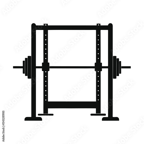 Squat Rack Silhouette with Barbell and Weights