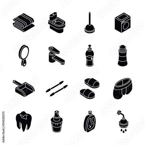 Check out modern set depicting hygiene and cleanliness isometric icons
