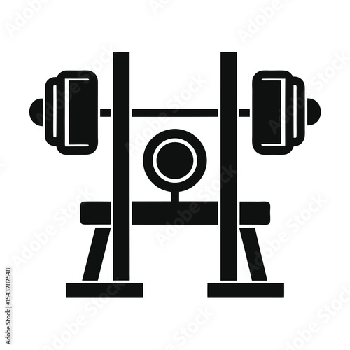 Weightlifting bench press equipment silhouette on white