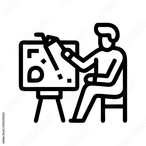 Designer sketching ideas on a storyboard with a focused expression
