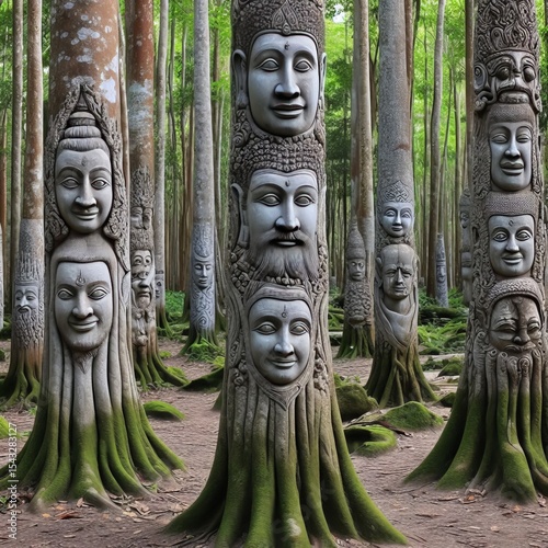 Stone trees on trunks