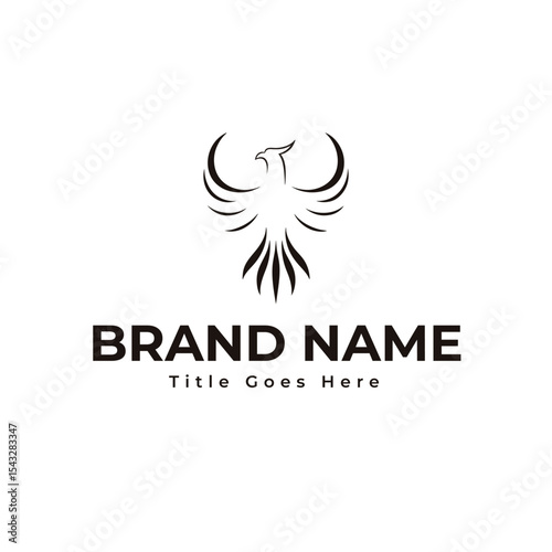 Creative phoenix bird vector logo with modern flames, abstract winged firebird symbol for premium branding, fashion label or company identity


