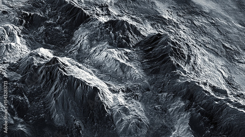 Monochromatic Mountain Range Texture Abstract Aerial View