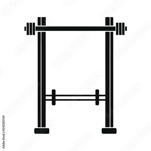Weightlifting rack with barbell black silhouette icon