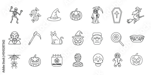 Halloween icons set, Halloween, Pumpkin, Vampire, Cemetery, Skull, Ghost, Potion, Spider, Zombie Hand