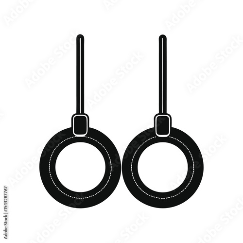 Gymnastic Rings Black and White Illustration