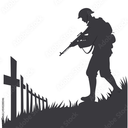 silhouette of a soldier with a gun