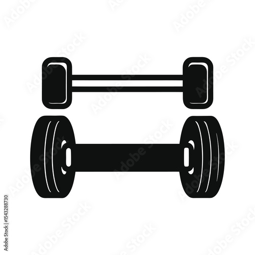Two dumbbells black and white fitness icon