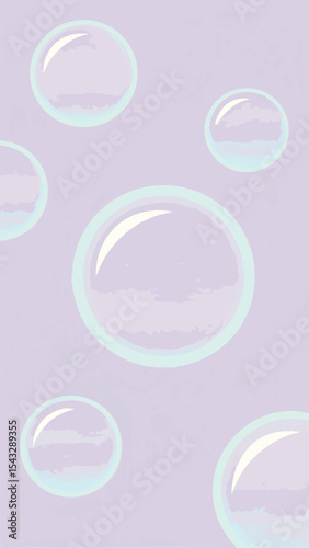Floating bubbles on a soft lavender textured background simple abstract design