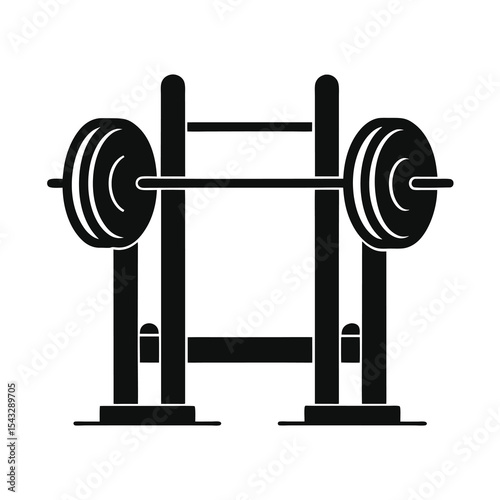 Weightlifting rack with barbell black silhouette