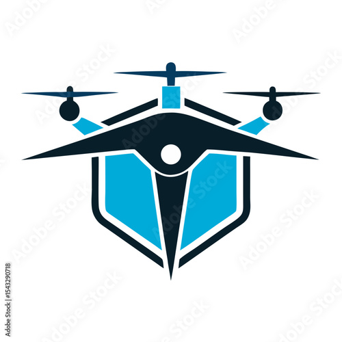 Abstract drone icon blue and black design