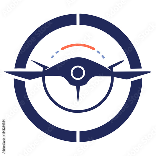 Abstract futuristic steering wheel icon design