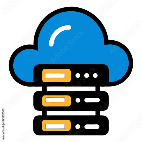Cloud server data storage icon illustration