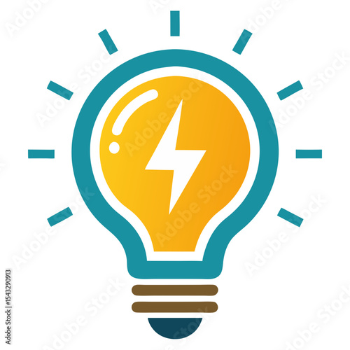 Bright idea lightbulb icon graphic design