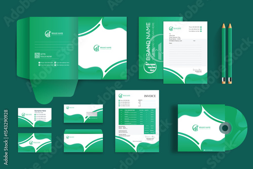Abstract Geometric Office Stationery Equipment Set Design