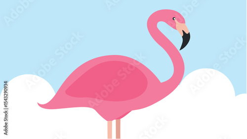 Pink flamingo on a white background. Vector illustration in flat style.