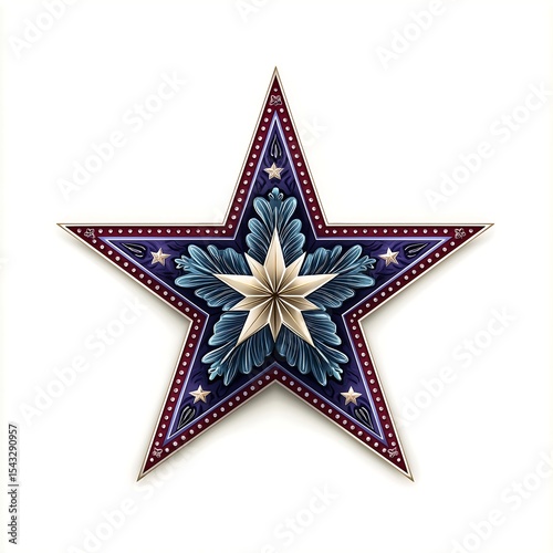  Ornate Patriotic Star with Floral Motif for American Celebrations