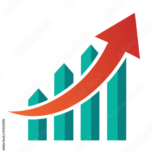 Abstract growth chart with rising arrow icon