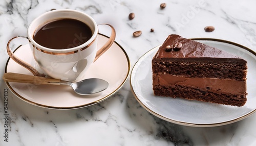 Delicious sachertorte with coffee cup enjoying viennese atmosphere
