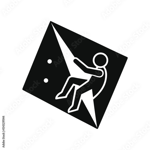 Rock Climbing Silhouette Icon Black and White