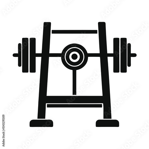 Weightlifting Barbell on Rack Black Silhouette