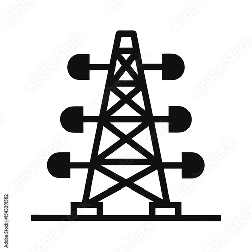 Electrical Tower Icon Black and White