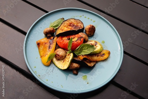 Juicy vegetables on a barbecue grill