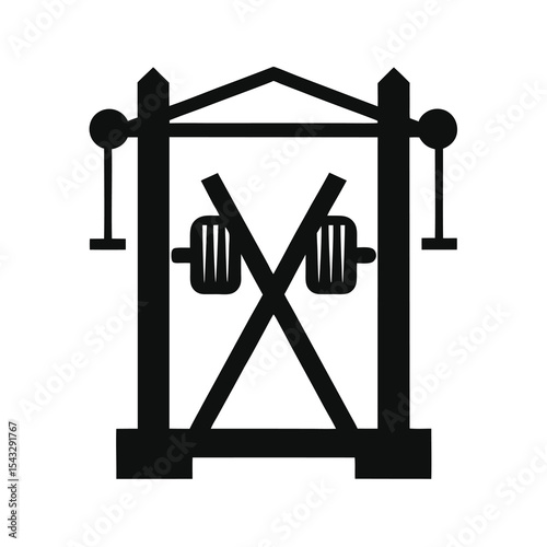 Medieval torture rack silhouette illustration on white
