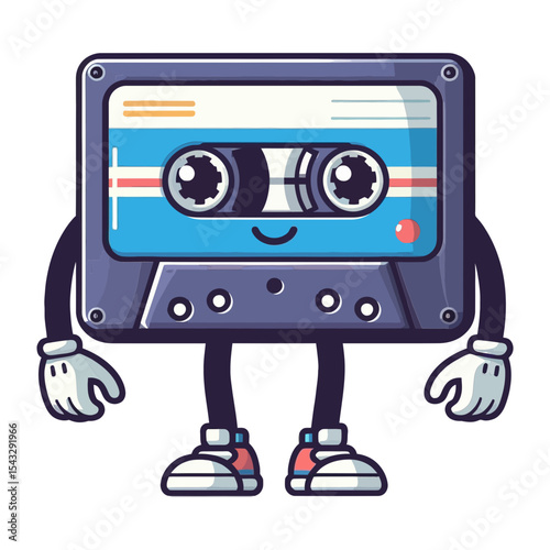 This fun retro cassette tape character with a smiling face is perfect for websites or blogs about music, nostalgia, vintage media, audio technology, or playful creative content.


