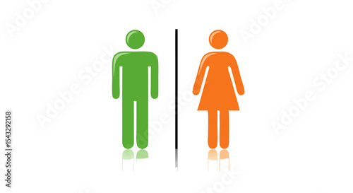 Green and Orange Restroom Signs for Male and Female Vector Style Art isolated on transparent background  Simple Restroom Icons in Green and Orange for Public Use  