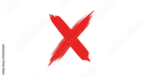 Hand-Painted X Symbol for Rejection or Error Graphic X Symbol for Cancellation or Denial Vector Style Art isolated on transparent background 