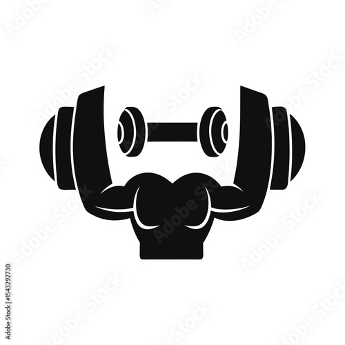Strong Arms Lifting Dumbbell Black Silhouette Icon