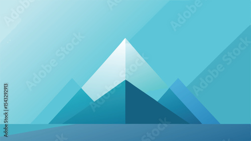 Geometric landscape design with blue tones and transparent background suitable for various projects