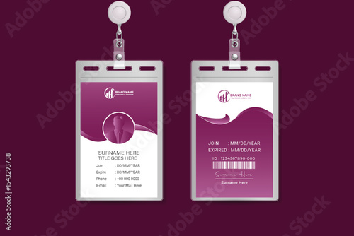 Modern corporate shape id card Vertical template design